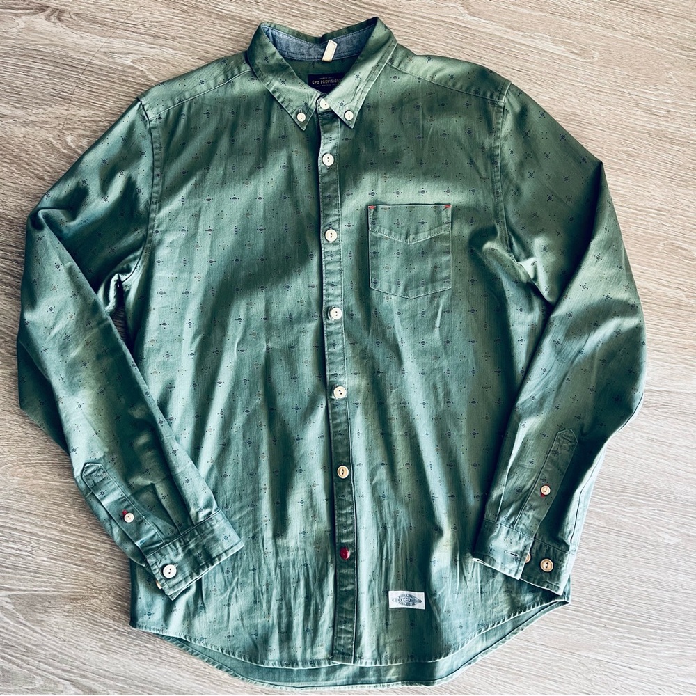 CPO provisions Green Button-Up Shirt M